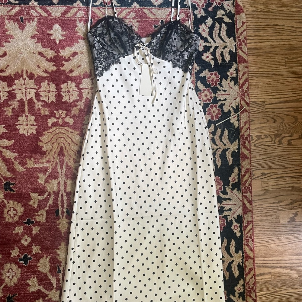 Elegant Black and White Polka Dot Dress size S